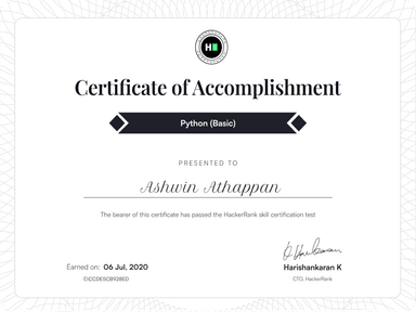 Python (Basic) Certificate